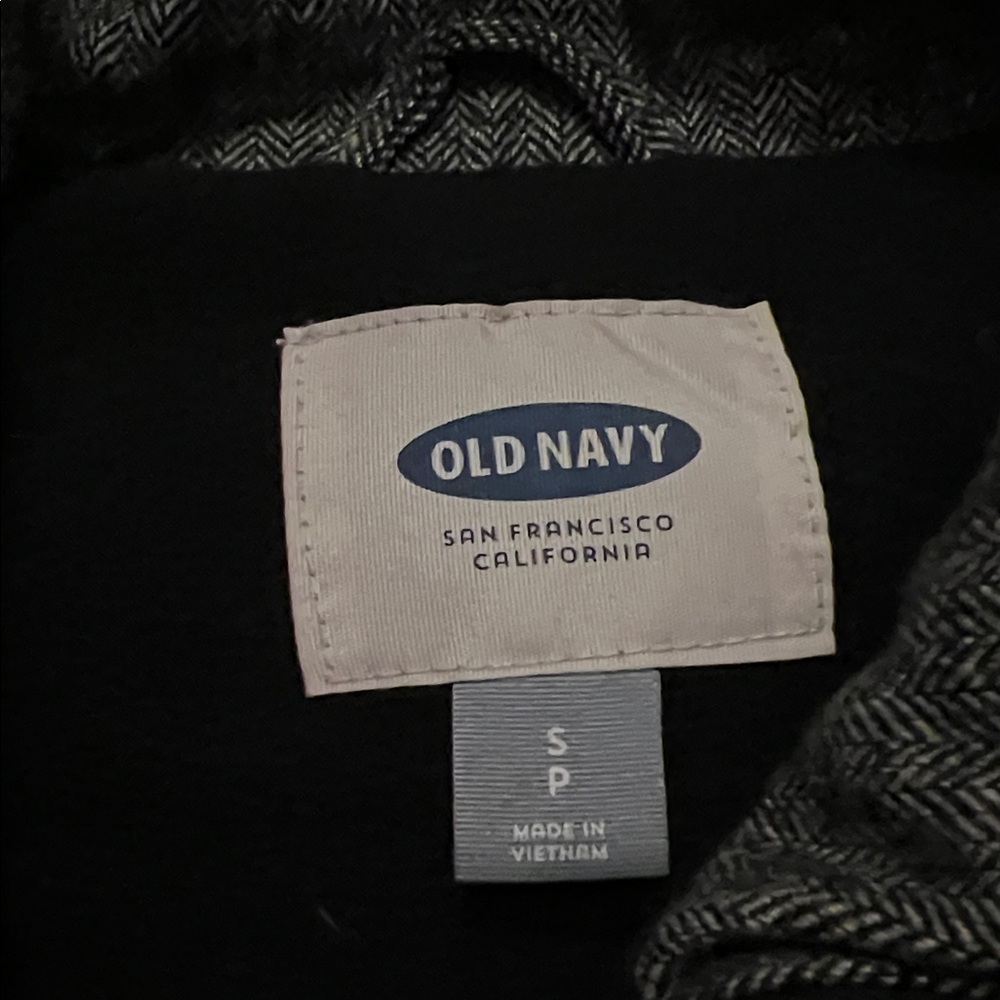 Old Navy Cozy Charcoal Herringbone Fleece Lined Quilted Puffer Vest-size SP, EUC - Picture 2 of 6